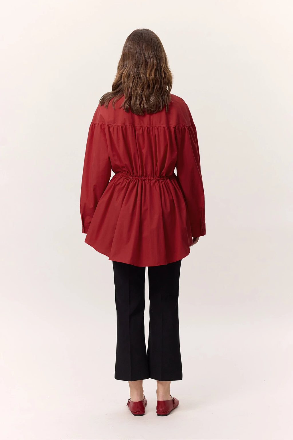 MANUKA - BÜZGÜ BAĞLAMA DETAYLI TUNİK KIRMIZI