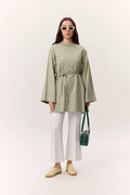 MANUKA - T-SHIRT OVERSIZE DÉTAIL NŒUD VERT CÈDRE