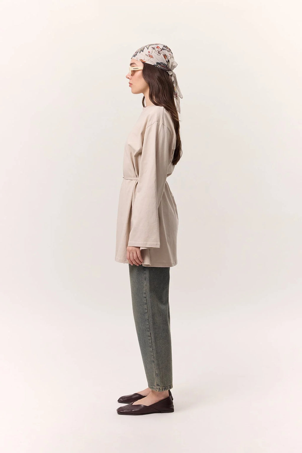 MANUKA – Oversize-T-Shirt mit Bindedetail Steinfarben