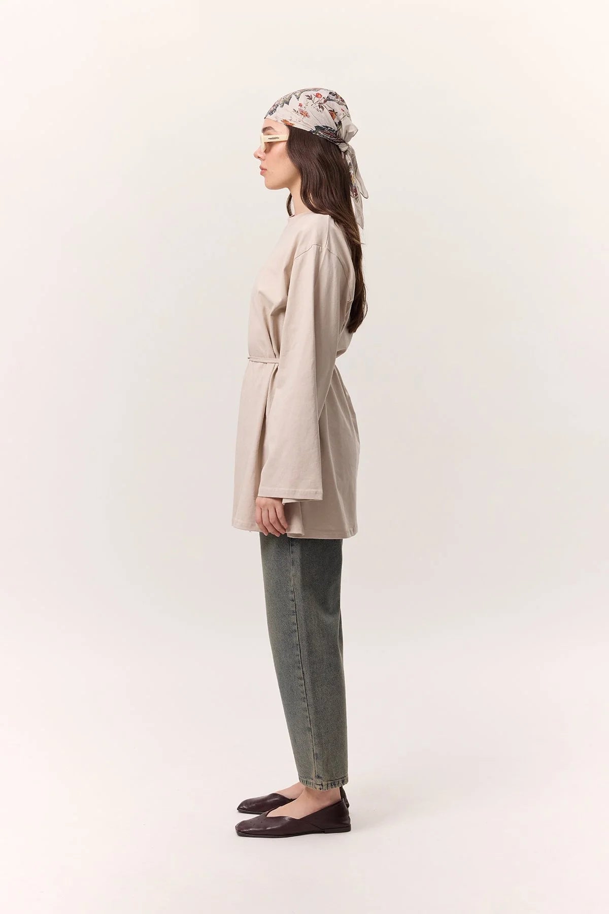 MANUKA – Oversize-T-Shirt mit Bindedetail Steinfarben