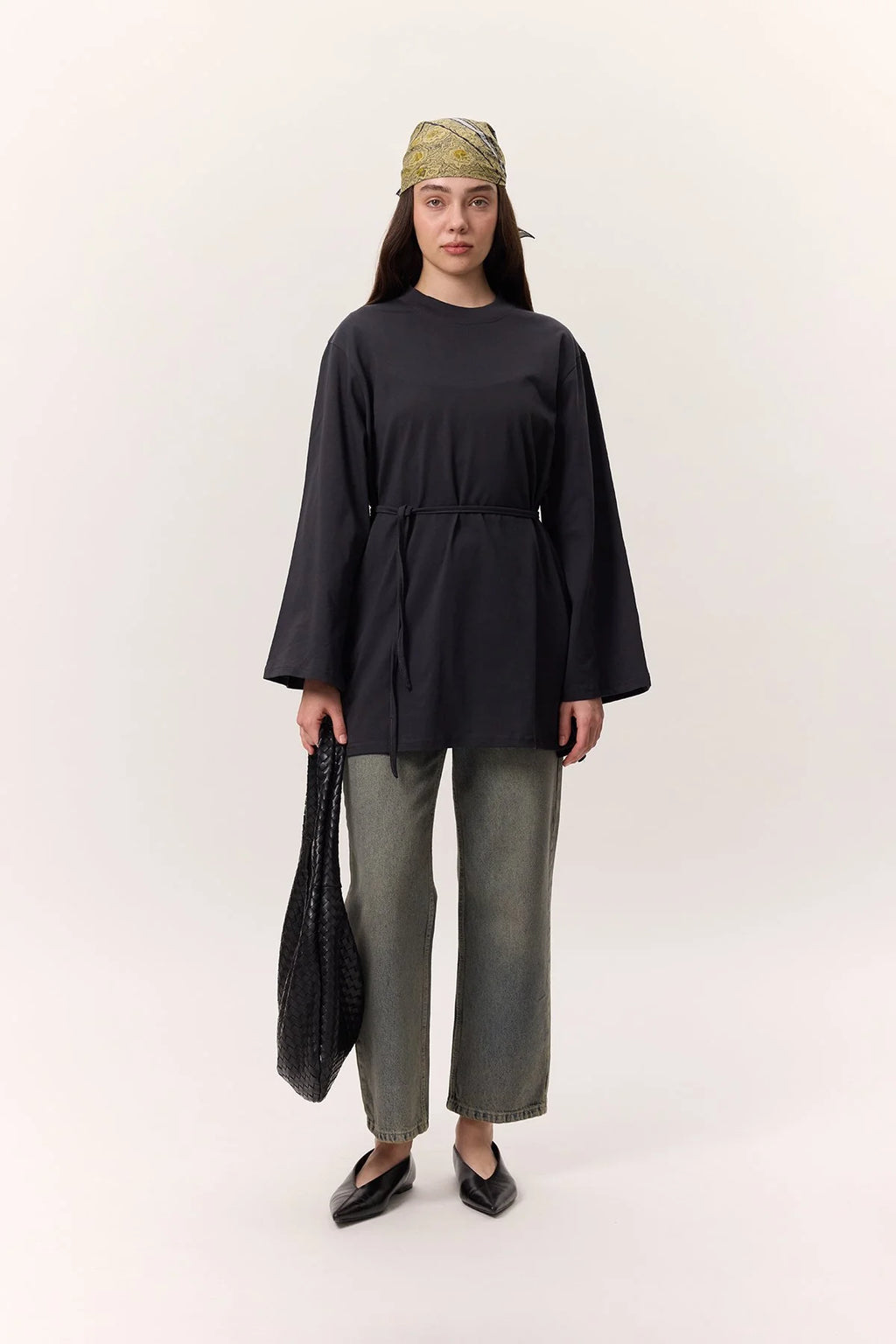 MANUKA – Oversize T-Shirt mit Bindedetail Anthrazit