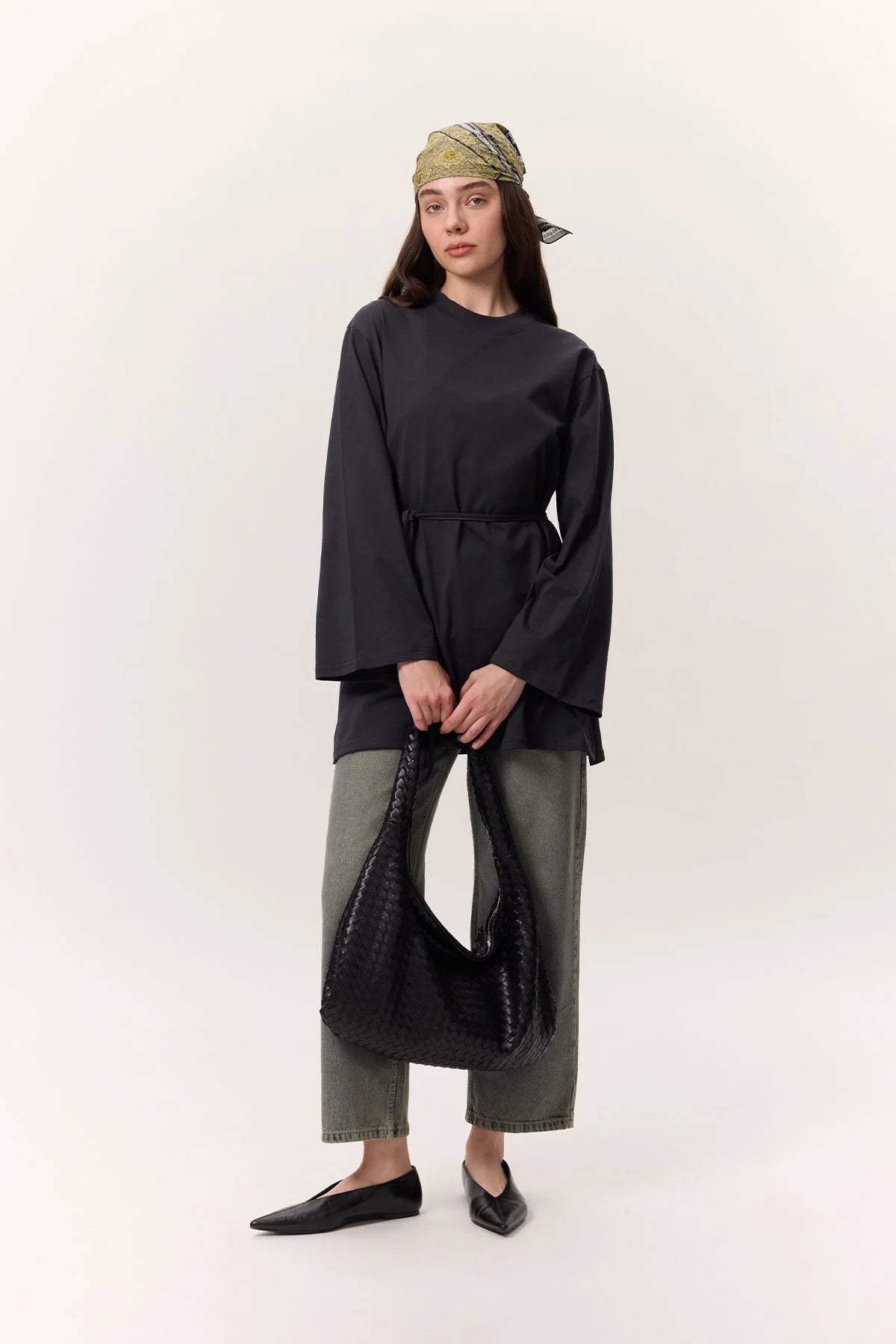 MANUKA – Oversize T-Shirt mit Bindedetail Anthrazit