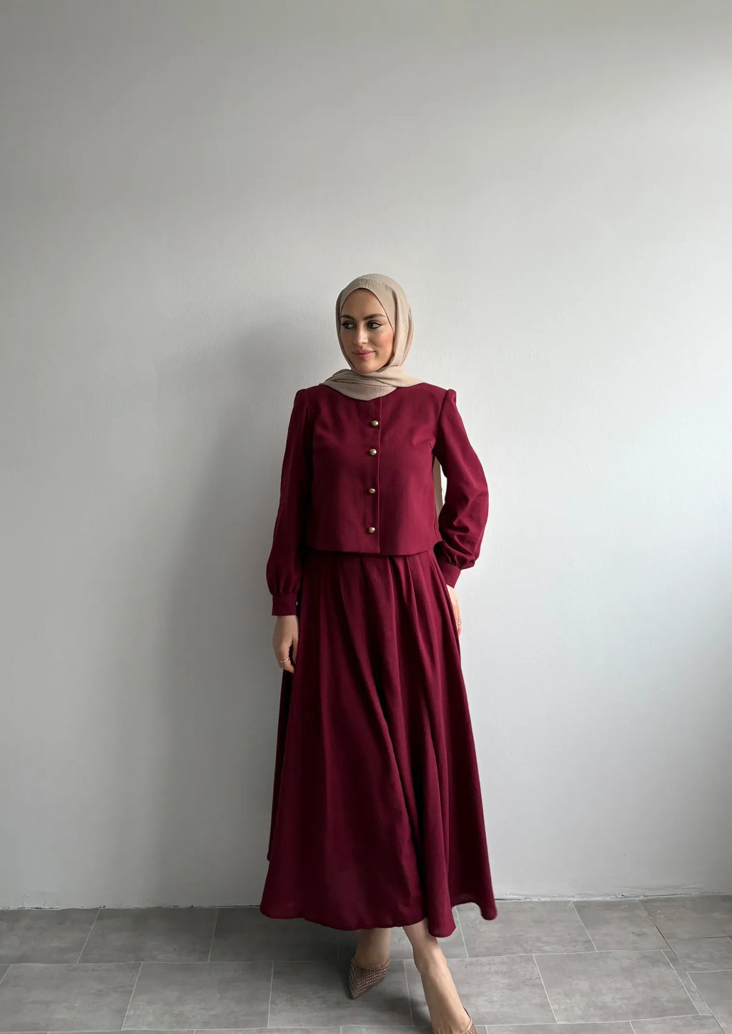 MONCHE Ensemble Veste et Jupe Dolce – Bordeaux