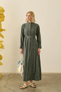 HILAY - Robe en Modal Élastique Col Mao ZÜMRÜT