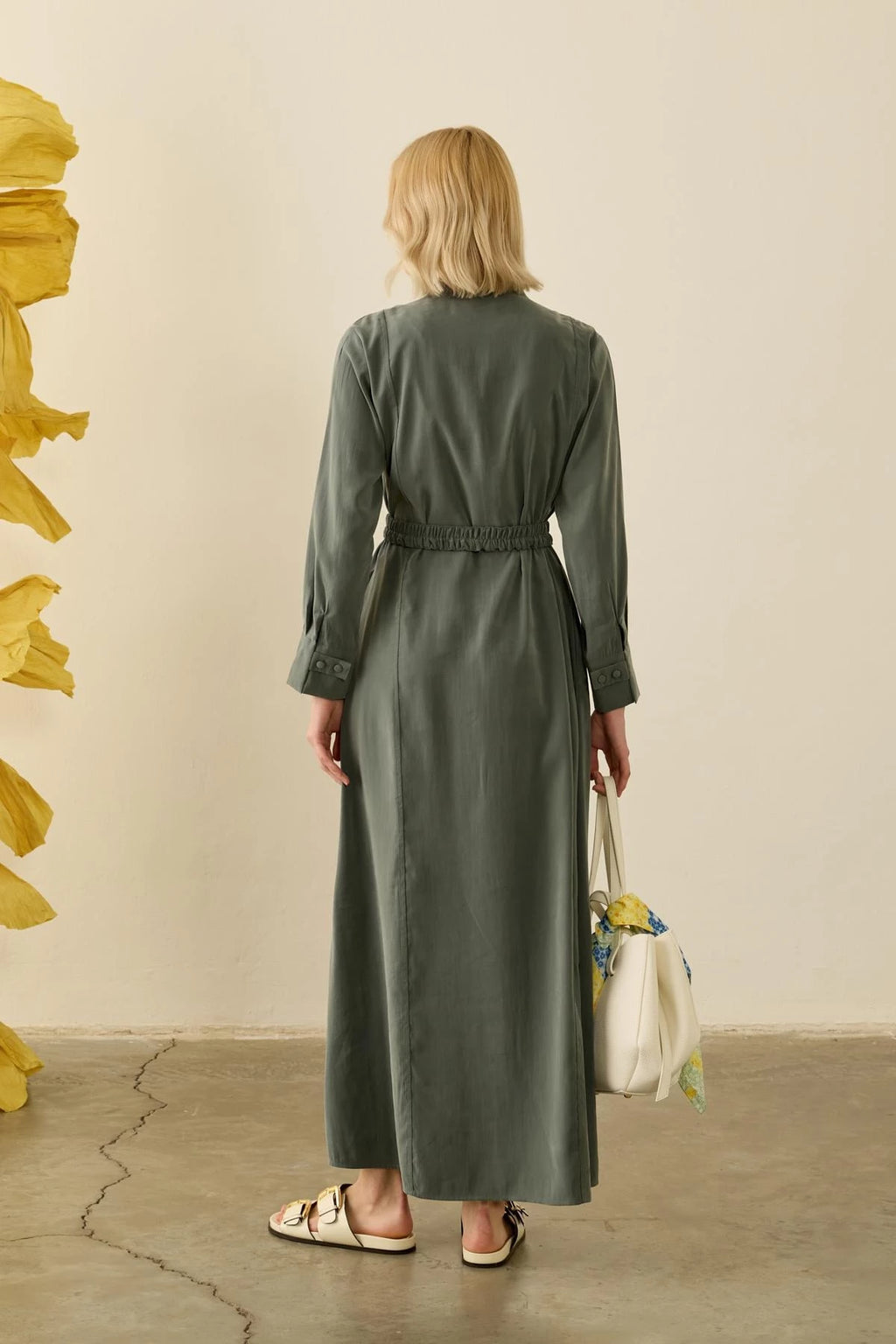 HILAY - Robe en Modal Élastique Col Mao ZÜMRÜT